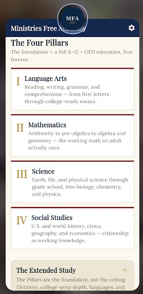 The Four Pillars — Language Arts, Mathematics, Science, Social Studies
